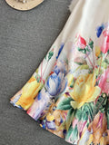 MQTIME  -  Summer New Holiday Beach Dress Women Notched Collar Sleeveless Single Breasted Floral Print Belt Long Boho Female Party Vestido