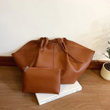 MQTIME  -  Women Shoulder Bag Solid Color Leather Simple Design Large Capacity Women Crossbody Multifunctiona Handbag