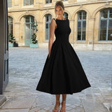 MQTIME  -  Pleated Sleeveless Elegant Midi Long Dress Elegant 2025 Summer Dress Nightclub Sexy Party A-line Dresses Vestidos