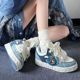 MQTIME  -  Little Devil Denim Blue Bread Shoes Women's New China-Chic INS Sports Shoes Platform in Spring and Summer 2025
