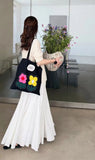 MQTIME  -  Flower Hand-embroidered Bag High-quality Casual Canvas Large Capacity Shoulder Crossbody Bag
