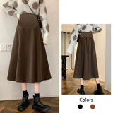 Mqtime Workplace Cotton Long Fashion Maternity Half Skirts for Pregnant Large Size Pregnancy New Arrival Women Clothes