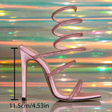 MQTIME  -  Bling Bling Rhinestones Sequined Ankle Strap Women Gladiator Sandals Summer Fashion Narrow Band Thin High heels Wedding Shoes