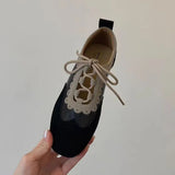 MQTIME  -  Women's Retro Scalloped Brogue Oxford Shoes, Lace-Up Two-Tone Leather Flats, Casual Office Daily Wear Footwear