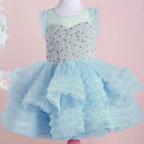 MQTIME  -  White Flower Girl Dresses Tulle Tiered Pearls With Bow Sleeveless For Wedding Birthday Party Banquet Princess Gowns