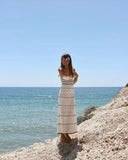 MQTIME  -  Summer New Fashion Women's European And American Style French Hollow Knitted Suspender Long Skirt Temperament Dress
