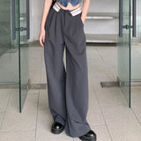 MQTIME  -  Casual Outings Daily Commuting High Waist Pants Loose Fit Pants Loose Fit Pants Slightly Elastic Solid Color Design