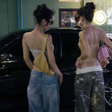 MQTIME  -  Sequin Decal Sleeveless Crop Women Tops Y2k With Exposed Navel Elastic Tight And Sexy Spicy Girl Outfit Fashion Party Club Dress