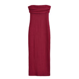  MQTIME  -  Fashion Slip Long Dress For Women Strapless Sleeveless Waist Cinching A-line Robe Summer Elegant Lady Evening Party Dresses