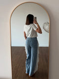 MQTIME  -  Y2k Women Light Blue Lace Denim Wide-leg Jeans High Street Stylish for Daily Wear Elegant Fashion Denim Pants Dragging Casual