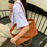 MQTIME  -   Soft Large Capacity Women's Shoulder Bag Fashionable Tote Bag Korean Style PU Material Single Shoulder Bag for Casual Travel