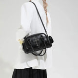  MQTIME  -  Vintage Fashion Cool Punk PU Leather Cross Large-capacity Storage Bag Unisex Bag Crossbody Bags Handbag Womens Bag Purses