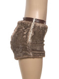  MQTIME  -  Wild Hottie Shorts Women Winter Trend Furry PU Patchwork Zip Simple Sexy  Punk Stretch Skinny Street Clubwear Bottom