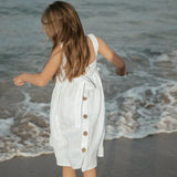 MQTIME  -  Summer Vacation Bow Cotton Linen Dress Girls New Solid Color Casual Baby Girl Sleeveless Loose Linen Beach Straps Dresses