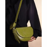 MQTIME  -  Vintage Green Shoulder Bag Women High Street Leather Casual Saddle Bag Handbag Female Retro Solid Crossbody Bags Ladies