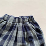 MQTIME  -  Children's Retro Blue Plaid Trousers Spring Autumn New Korean Boys And Girls Double-Layer Cotton Casual Harem Pants WTP121