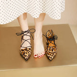 MQTIME  - 2024 New Sexy Leopard Single Shoes Women Pointed Shallow Mouth Buckle Hollow Shoes Flats Zapatos De Mujer 41-43 Large Size