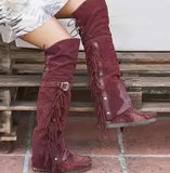 MQTIME  -  Retro Women's Over The Knee Boots Bohemian Style Casual Shoes Fashion Suede Platform Boots for Woman Designer Shoes Botas Mujer
