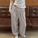  MQTIME  -  Spring Minimalist Commuting Suede Loose High Waisted Casual Design Suit Pants for Women