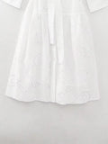 MQTIME  -  New White Midi Dress Long Sleeve Embroidery Blouse Dress Regular Fit Fashion Women's Dress Mujer Chic Vestidos