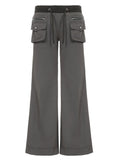  MQTIME  -  American Streetwear Low Waist Pockets Vintage Patchwork Casual Long Jeans