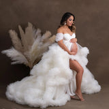 MQTIME  -  Elegant White Maternity Dress for Photoshoot Pregnancy Photography Gowns Babyshower Dresses Bathrobe Wear Custom Made