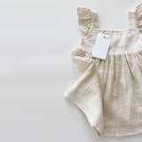 MQTIME  -  100%Cotton Muslin Girls White Dress With Lined Summer New Retro Baby Girl Sleeveless Ruffled Straps Flowy Princess Dresses TZ385