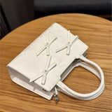 MQTIME  -  Hot Girls Bow White Mini Tote Bag Women Sweet Cool Bow Chic Leather Y2k Hand Bag Ladies Harajuku Aesthetic Messenger Bag