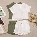  MQTIME  -  Summer New Boys And Girls Daily Casual Soft Suit 100% Cotton Children's Round Neck Short Sleeve T-Shirt + Loose Shorts 2pcs Sets