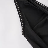 MQTIME  -  Rivets Swinging Collar Lace Up Halter Backless A-line Mini Dress Women Sexy Sleeveless Y2K Casual Streetwear Night Clubwear