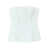  MQTIME  -  Women's Satin Textured Off-Shoulder Tops Fashionable Simple Sleeveless Short Tops Wrap Style for Stylish Casual Wear