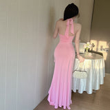 MQTIME  -  Evening Party Dresses Women Flower Sleeveless V Neck Bandage Backless Sexy Mermaid Dress Cocktail Wedding Party Prom