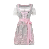 MQTIME  -  Women 2024 New Pink Bowknot Lace Up Oktoberfest Cosplay Suits Party Costume German Beer Stage Performance Costume Apron Dress