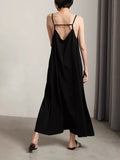 MQTIME  -  Black Backless Camisole Dress For Women'S Summer New Design Sense, Niche Fairy Beautiful Back Camisole Long Dress