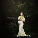  MQTIME  -  Fashion Maternity Red Dress for Photo Shoot Maxi Maternity Gown Sleeveless Lace Fancy Sexy Women Maternity Photography Props