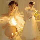 MQTIME  -  Women Photography Props Maternity Dresses for Photo Shoots Pregnancy Pregnant Mesh Elegant Korean Dress Studio Photo Clothing