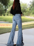 MQTIME  -  Women High Waist Wide Leg Pants Hole Straight Pants Long Jeans Casual Trendy Trousers Autumn Winter New Denim Trousers