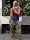 MQTIME  -  Women Camouflage Cargo Long Pants High Waist Wide Leg Drawstring Hem Baggy Trousers Autumn Casual Chic Vintage Streetwear