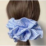 MQTIME  -  Lace Large Intestine Hair Scrunchies Women Double Layer Plaid Cotton Elastic Headwear Fashion Styling Sweet Hair Accessories