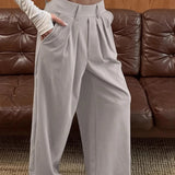  MQTIME  -  Spring Minimalist Commuting Suede Loose High Waisted Casual Design Suit Pants for Women