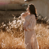 MQTIME  -  Bohemian Photoshoot Pregnancy DressOne Shoulder Pleated Chiffon Elegant Two Piece Dress Set Maternity Dresses for Baby Showers