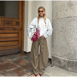  MQTIME  -  Fashion Loose Plaid Pants Women High Waist Zipper Pocket Wide Leg Trousers Female 2026 Spring New Lady Casual Pant Streetwear