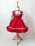 MQTIME  -  0-12Y Baby Girl Autumn Red Vintage Spanish Princess Ball Gown Dress for Eid Causal
