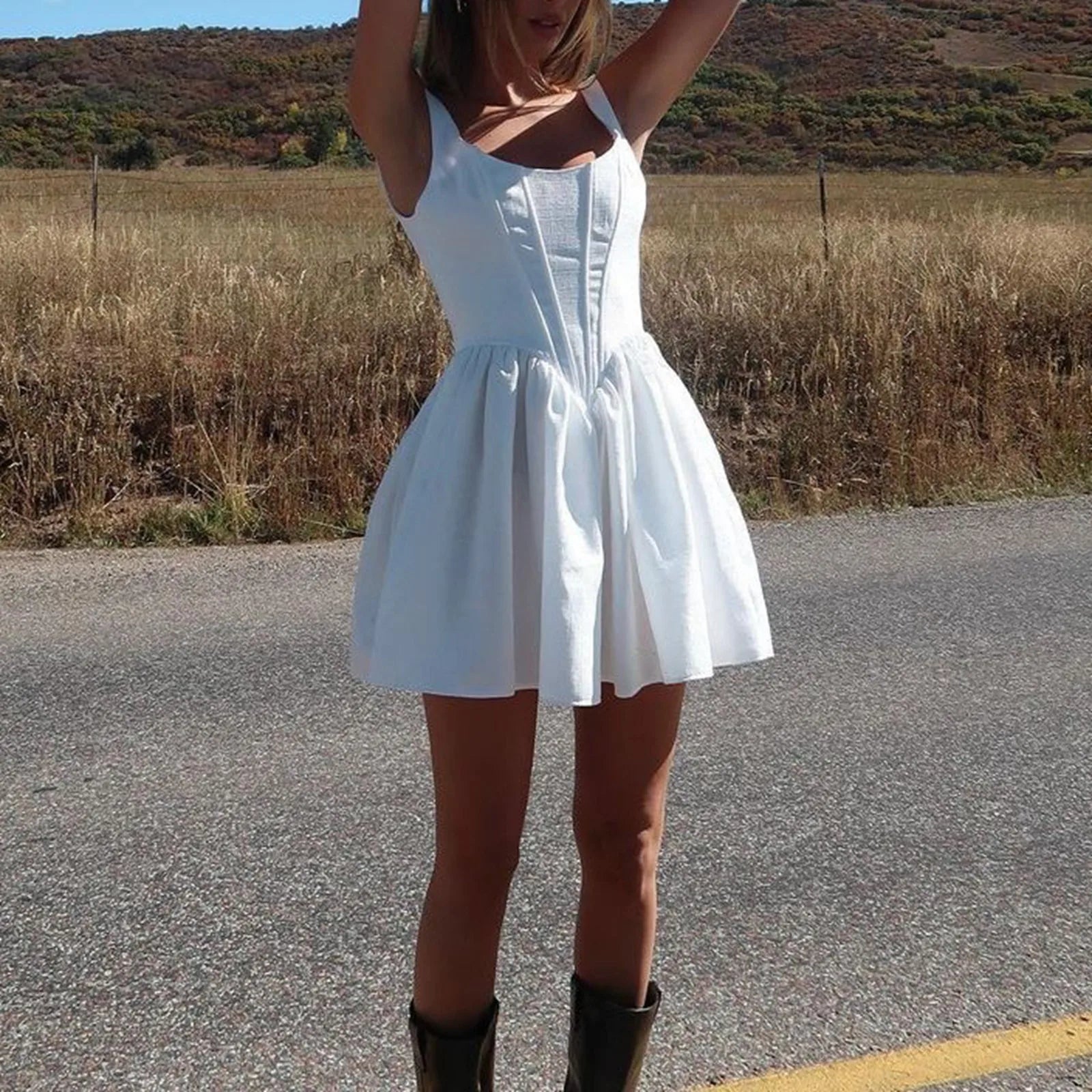 MQTIME - Summer Backless White Corset Fishbone Mini Dresses Women Sexy mqtime MQTIME - Summer Backless White Corset Fishbone Mini Dresses Women Sexy mqtime