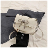  MQTIME  -  Cute PU Leather Biscuit Bow Large-capacity Patchwork Crossbody Bag Shoulder Bags Kawaii Women's Bag Lipstick Wallet Storage Bags