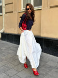  MQTIME  -  Skirt Spring and Summer New Women's Solid Color Pleated Waist Swinging Holiday Style Skirt Umbrella Skirt