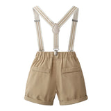 MQTIME  -  3Piece Sets Summer Baby Boy Clothes Korean Fashion Gentleman Tie Short Sleeve Tops+Shorts+Straps Boutique Kids Clothing B001