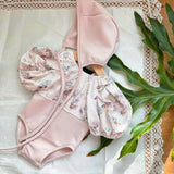 MQTIME  -  New Summer Baby Girls One Piece Swimsuit+Hat Short Sleeved Printed Splicing Baby Jumpsuit Swimsuit Children Bikini Swimwear