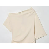  MQTIME  -  Women's Asymmetry Short Shirts & Blouses Top New Short Sleeve Ruched Fashion Streetwear Casual Chic Blouse Tops