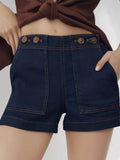 MQTIME  -  Vintage Women's Denim Hot Shorts With Chic Buttons Trendy High Rise With Pockets Summer New Casual Daily Streetwear For Woman